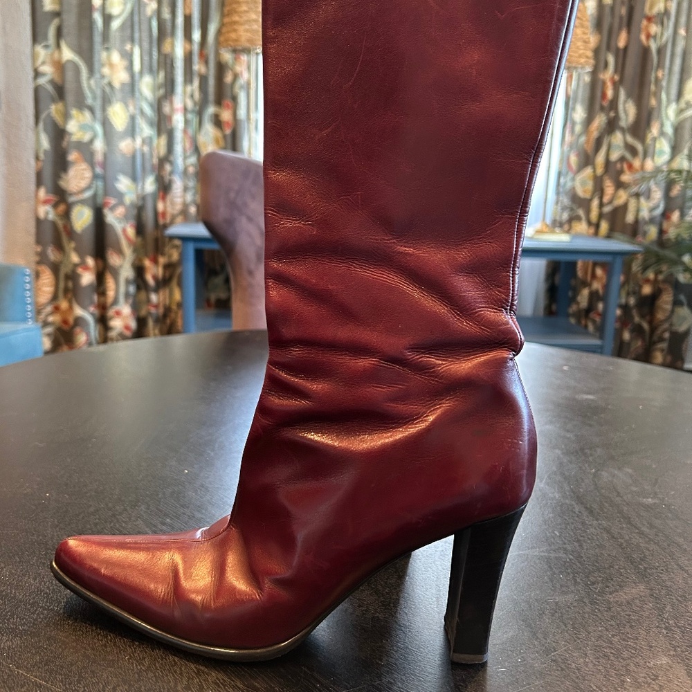 Burgundy Leather Boots